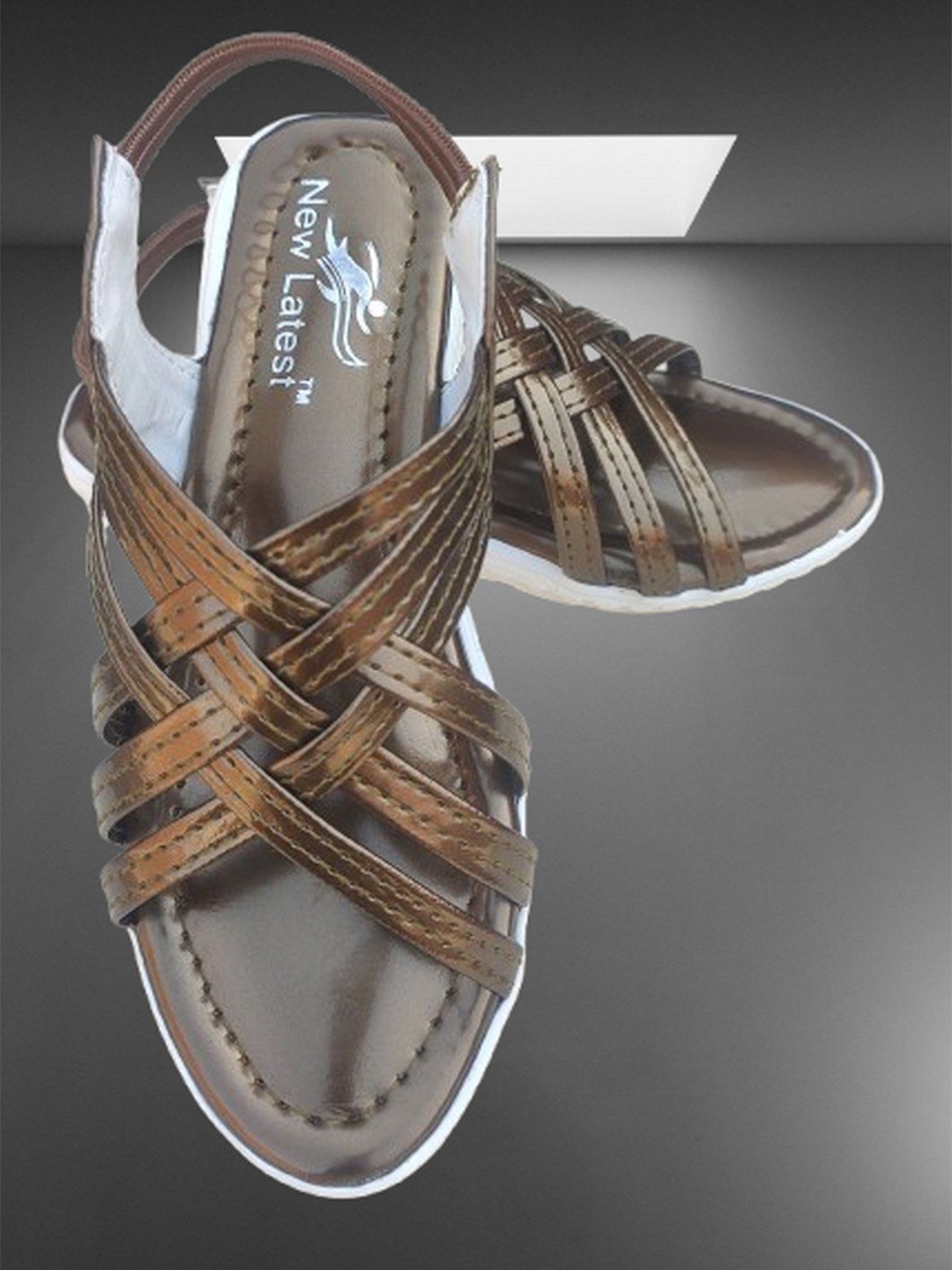 

BAESD Kids Open Toe Flats, Brown