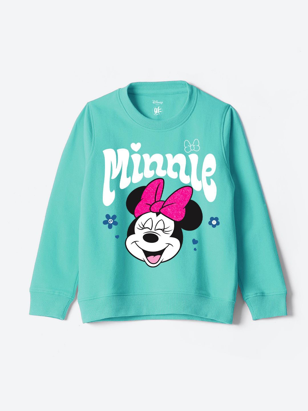 

YK Disney Girls Glitter Printed Sweatshirt, Turquoise blue