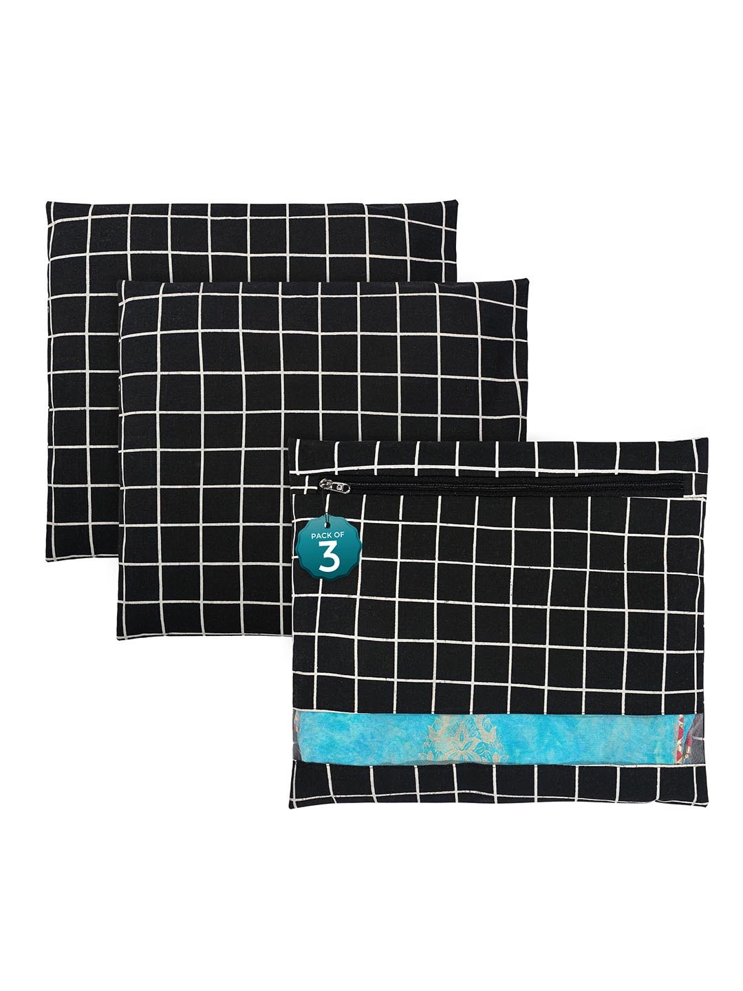 

Kuber Industries Black Set of 3 Regular Saree Cover Multi-Utility Wardrobe Organisers