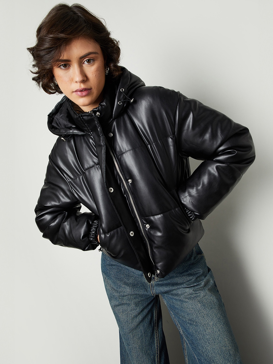 

max Women Polyester Puffer Jacket, Black