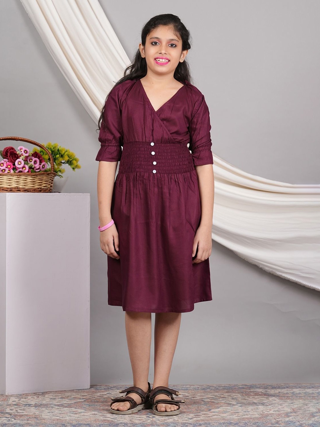 

IKRASS Fit & Flare Dress, Maroon