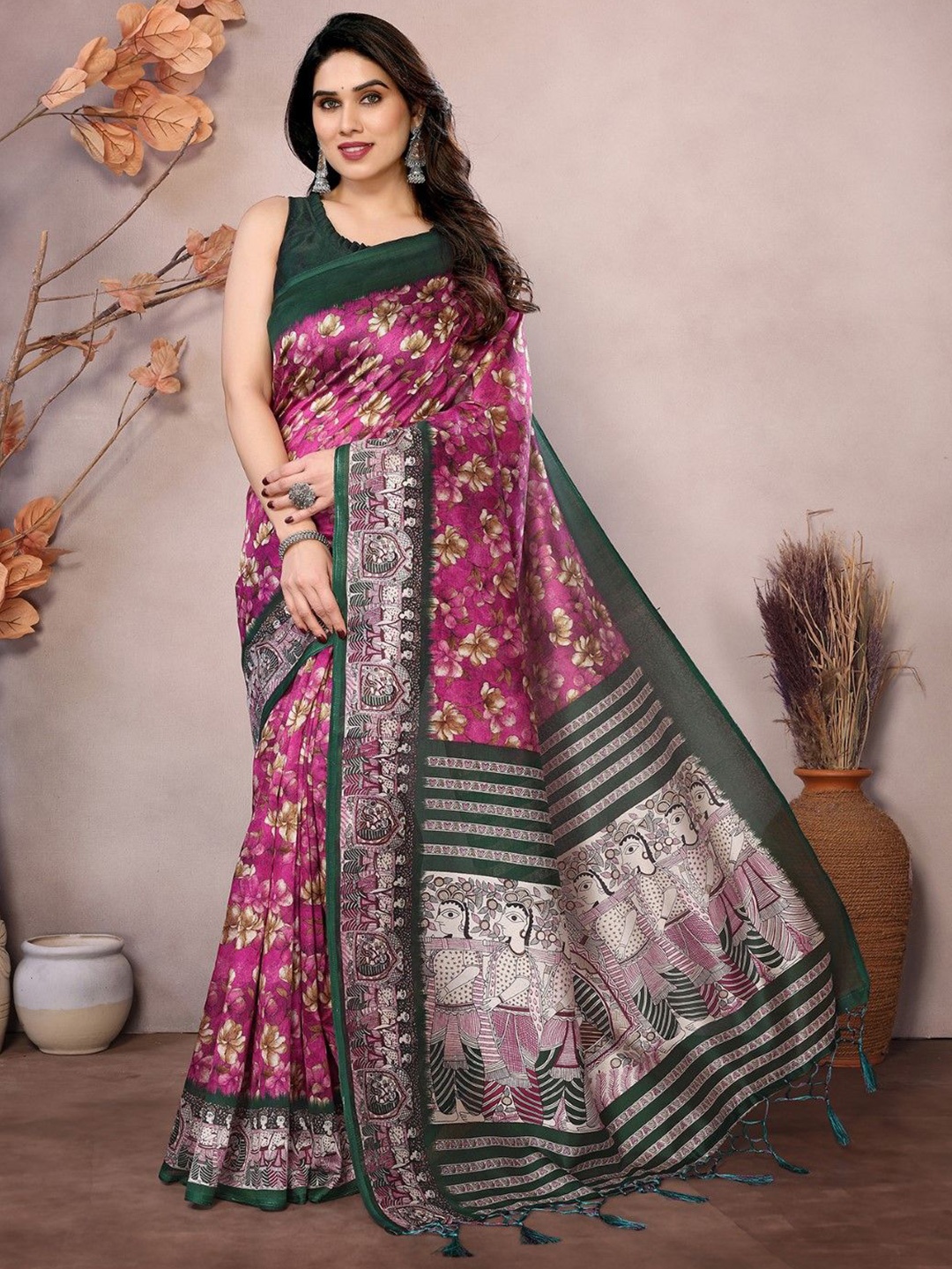 

KALINI Ethnic Motifs Printed Saree, Purple