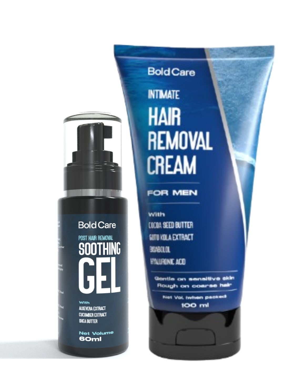 

Bold Care Set Of Hair Removal Cream 100 ml With Hair Removal Soothing Gel 60ml, Blue