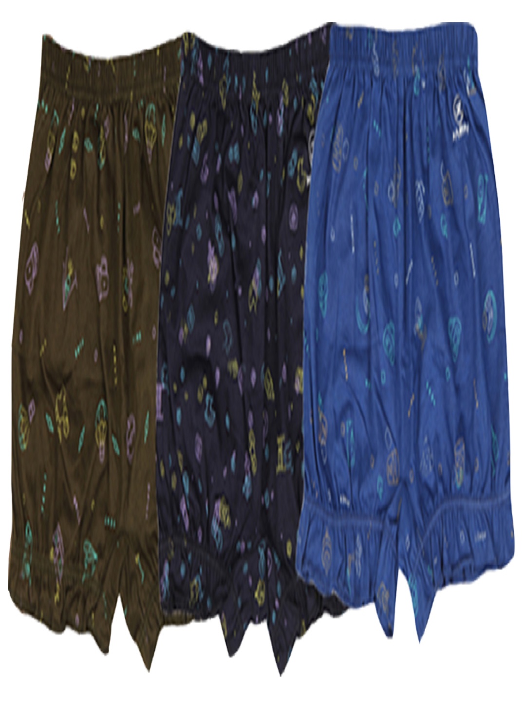

YELLOWDELIGHT Pack Of 3 Printed Cotton Bloomer Briefs, Navy blue