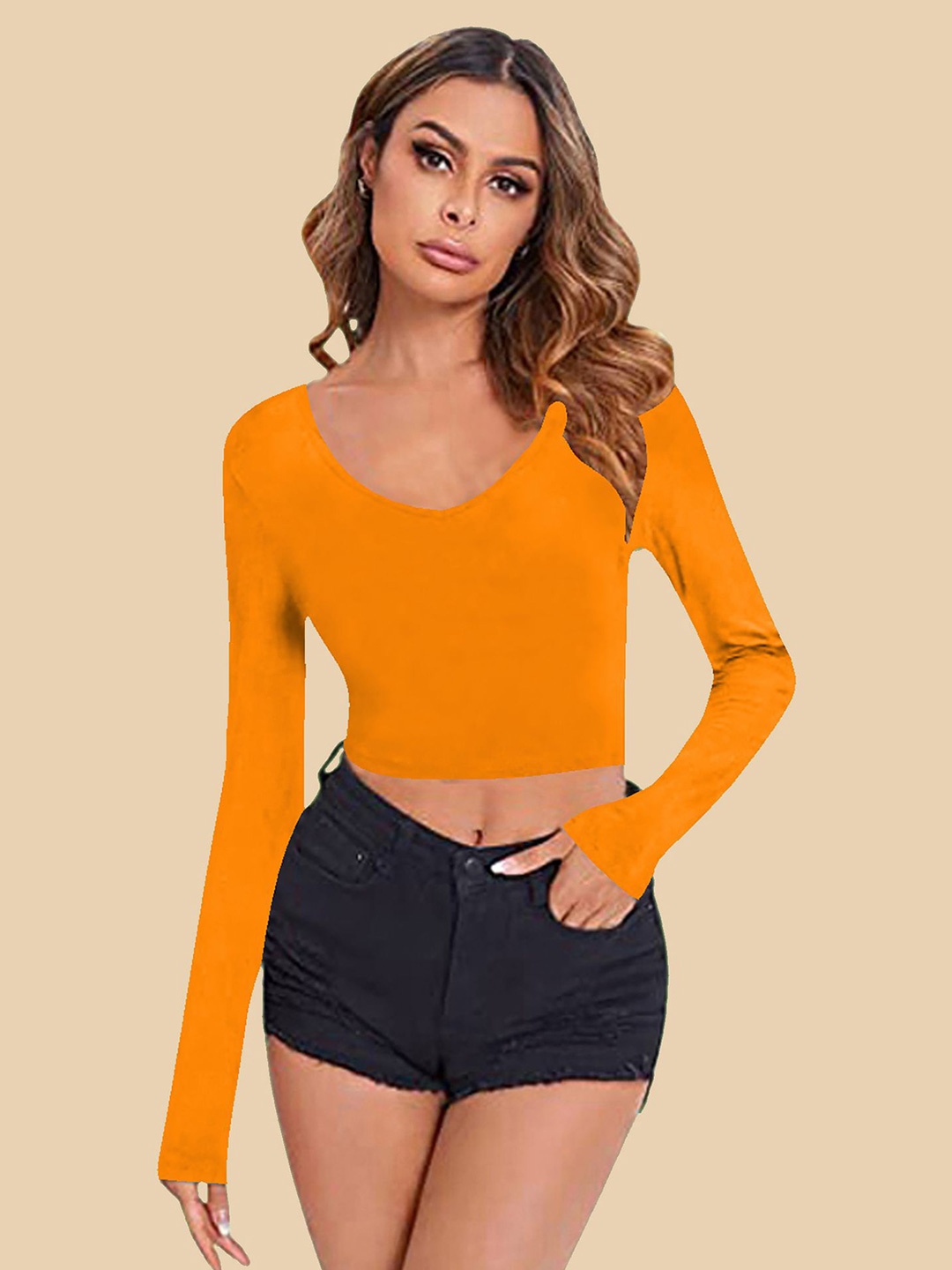 

Dream Beauty Fashion Women Fitted Crop Top, Orange