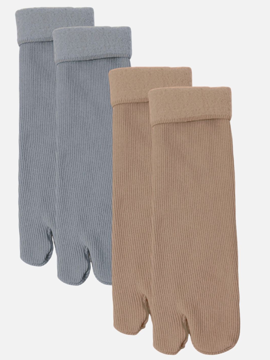 

StyFun Women Pack Of 2 Thermal Warm Thumb Toe Calf Length Socks, Coffee brown