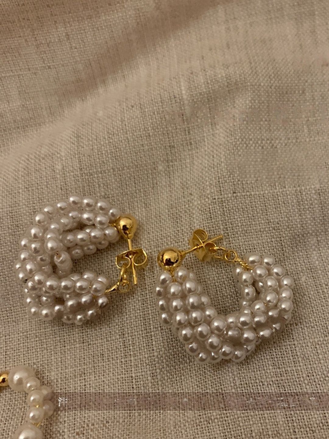 

Just Lil Things Artifical Beaded Contemporary Drop Earrings, White