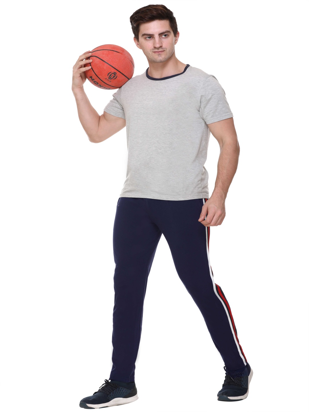 

Colors and Blends Men Striped Regular Fit Mid Rise Cotton Track Pants, Blue