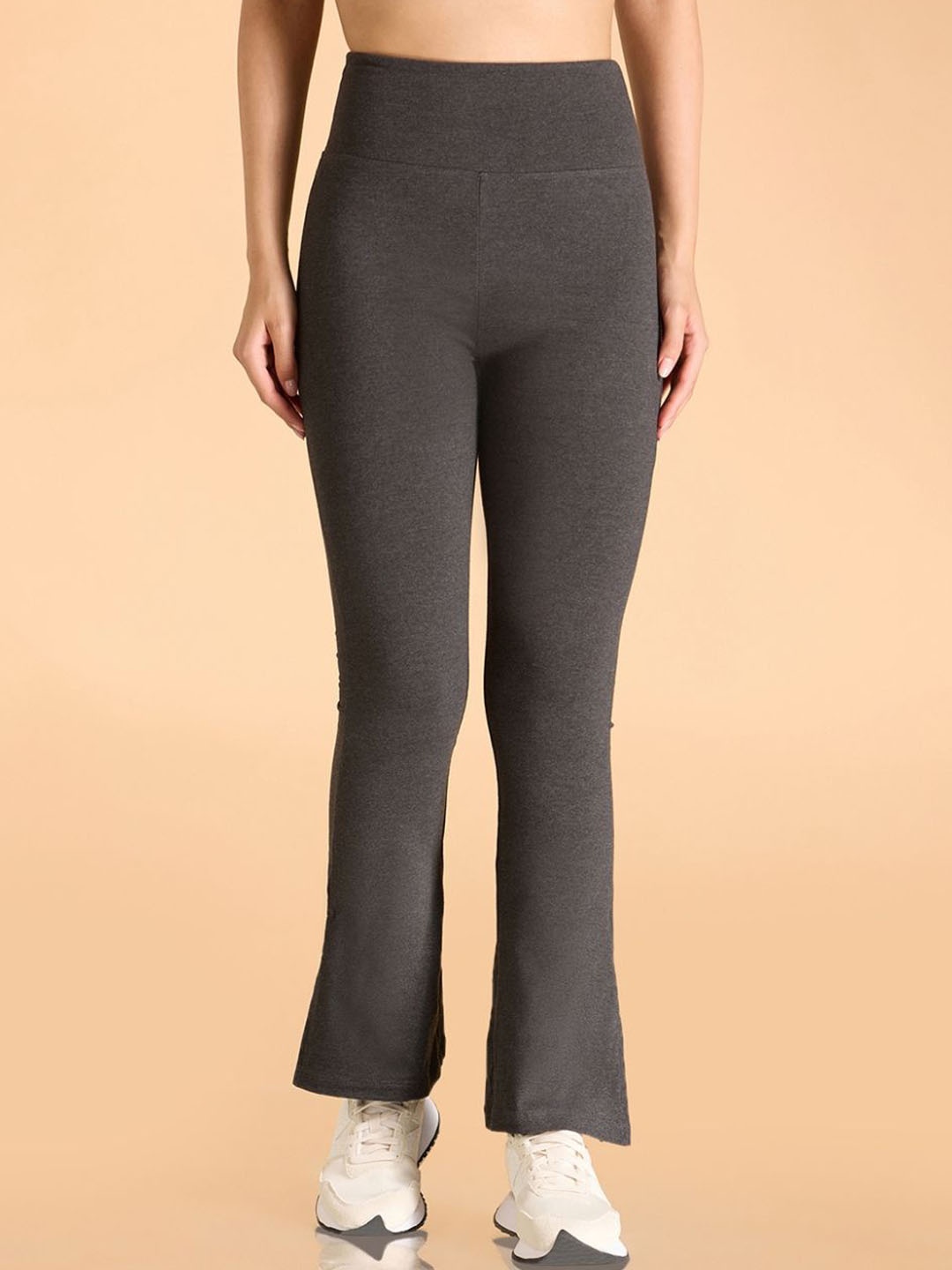 

KICA Women High Waist Flared Track Pant, Grey
