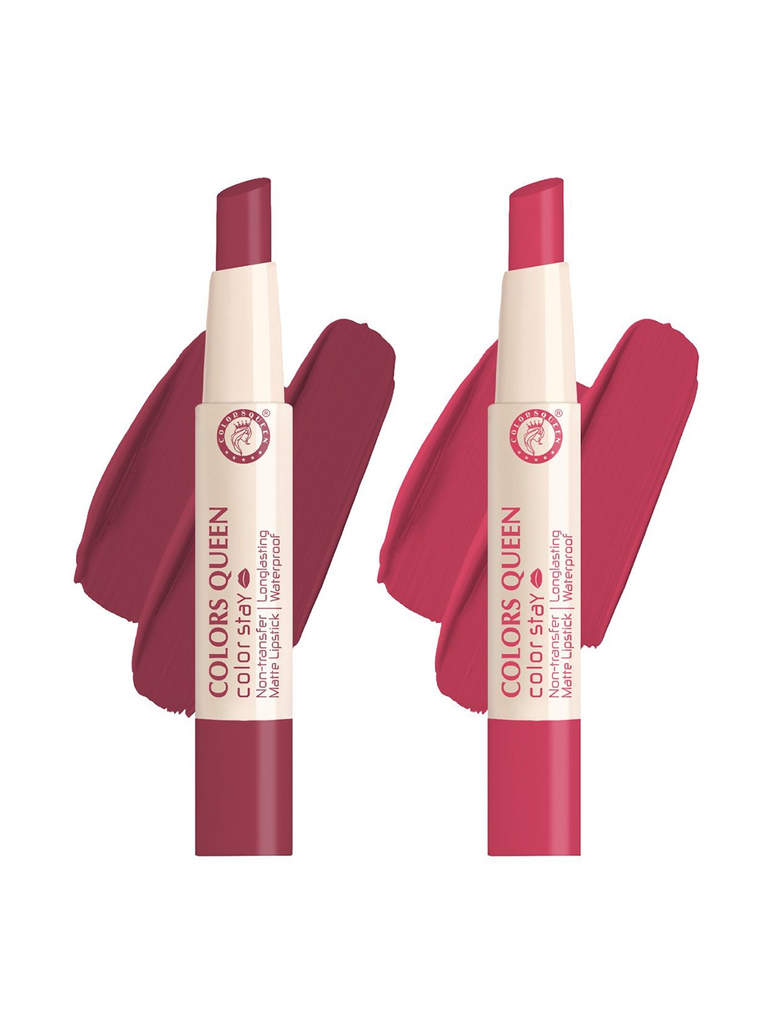 

Colors Queen Set Of 2 Color Stay Non Transfer Matte Lipstick 2.1g - On Mode & Rose Sunday, Maroon