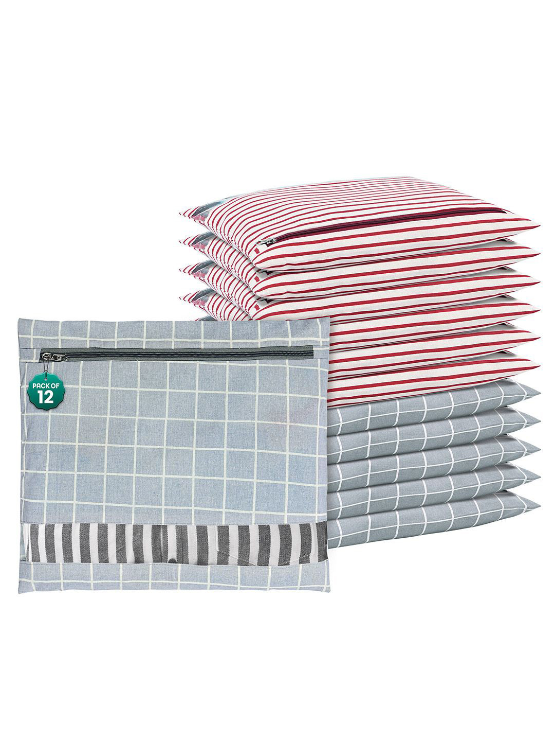 

Kuber Industries Grey 12 Pcs Regular Clothes Storage Single Packing Bag Drawer Organiser
