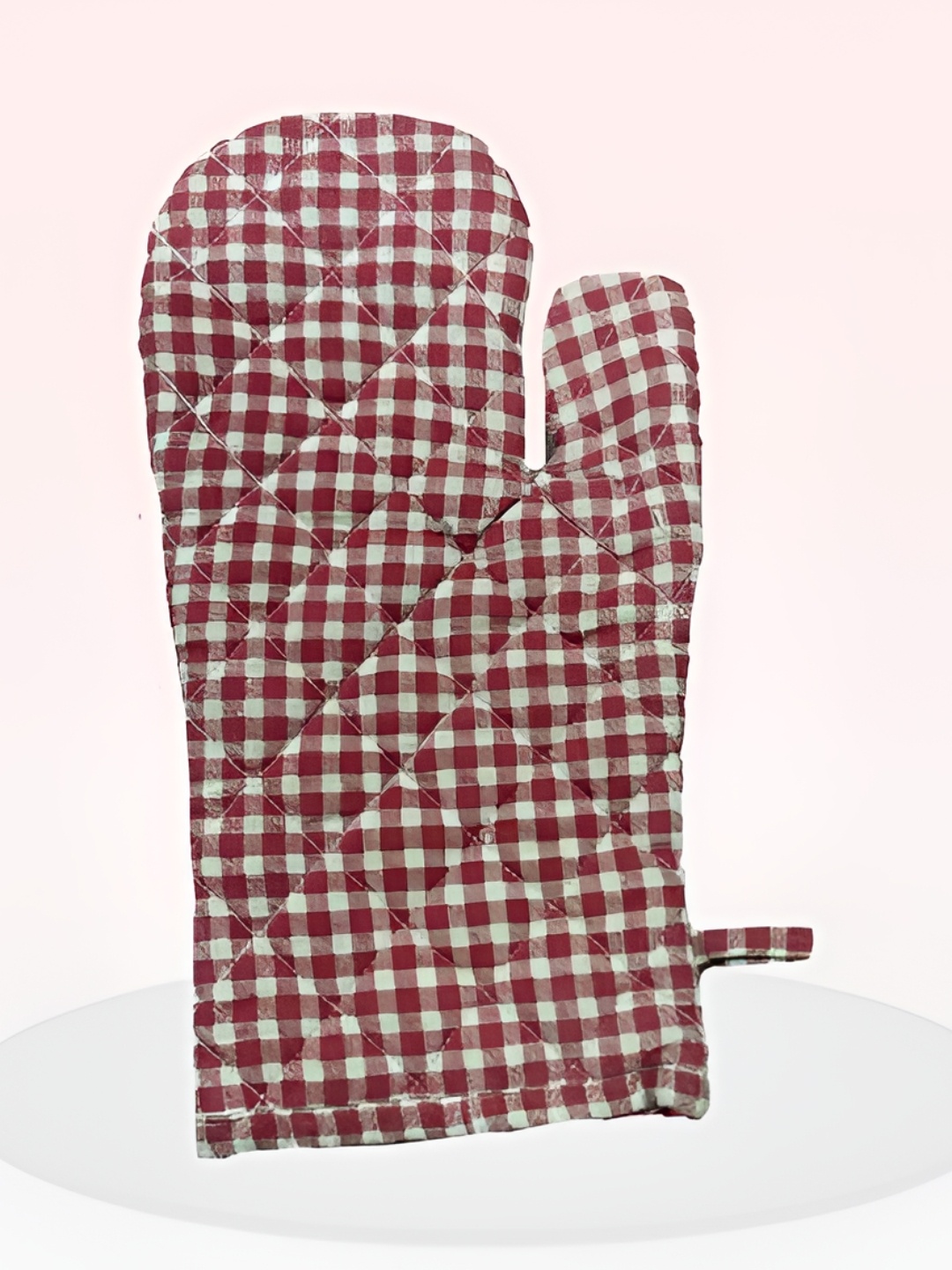 

SAJAVAT Maroon & White Checked Pure Cotton Oven Glove