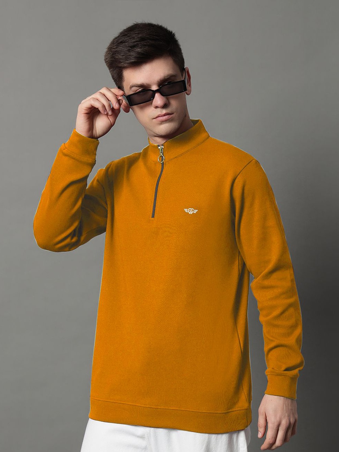 

GET GOLF Men High Neck Sweatshirt, Mustard