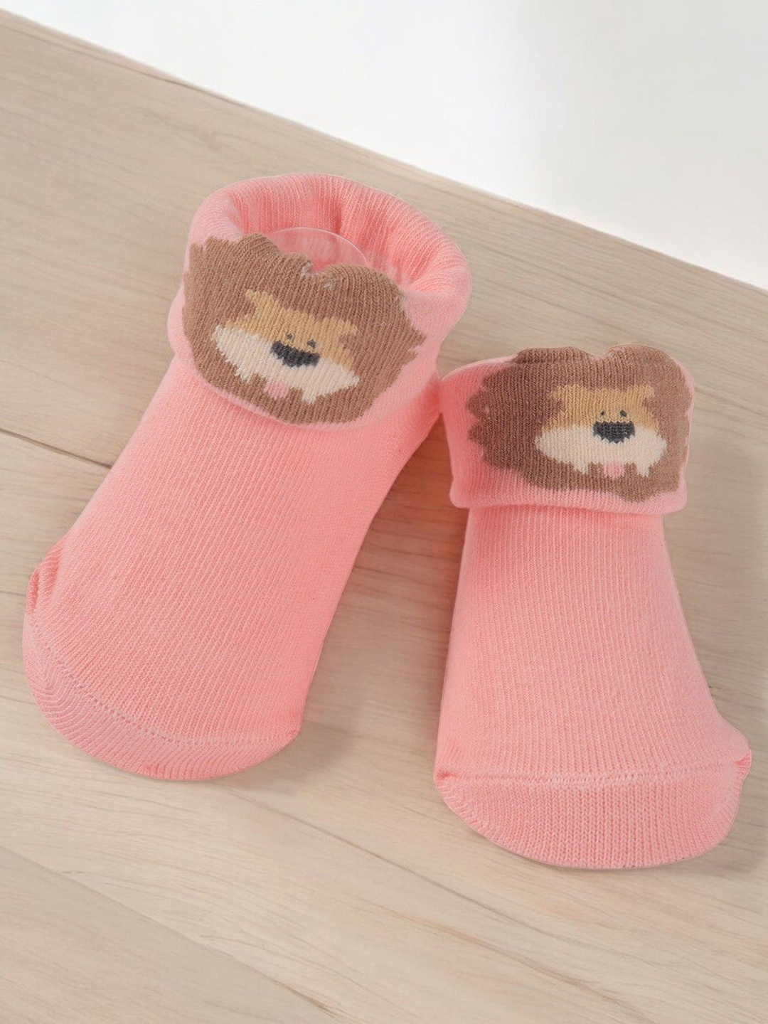 

Yellow Bee Girls Patterned Cotton Ankle Length Anti-Slip Socks, Pink