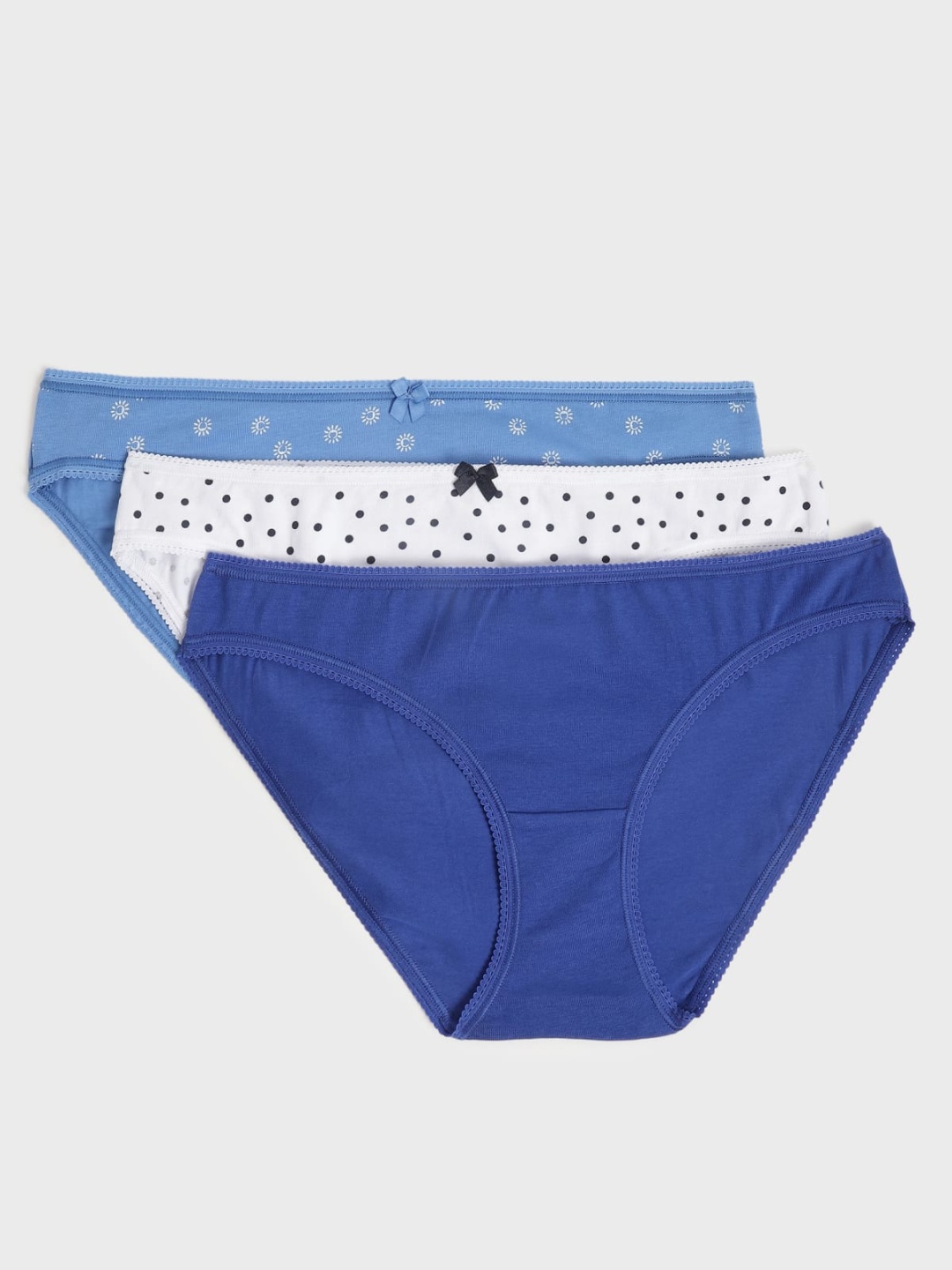 

Marks & Spencer Women Pack Of 3 Printed Bikini Briefs, Blue