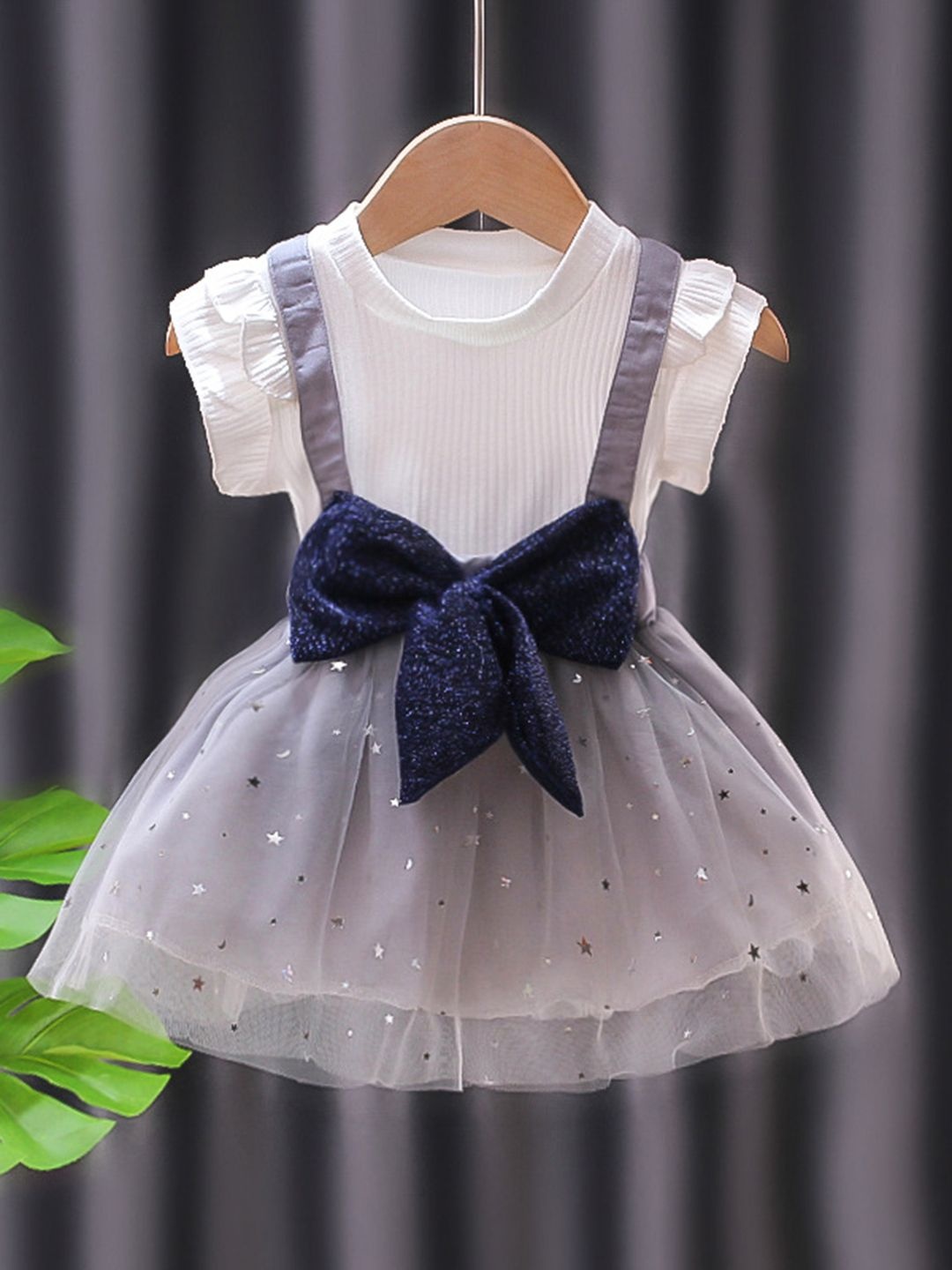 

YK Girls Cotton Bow Fit & Flare Dress, Grey