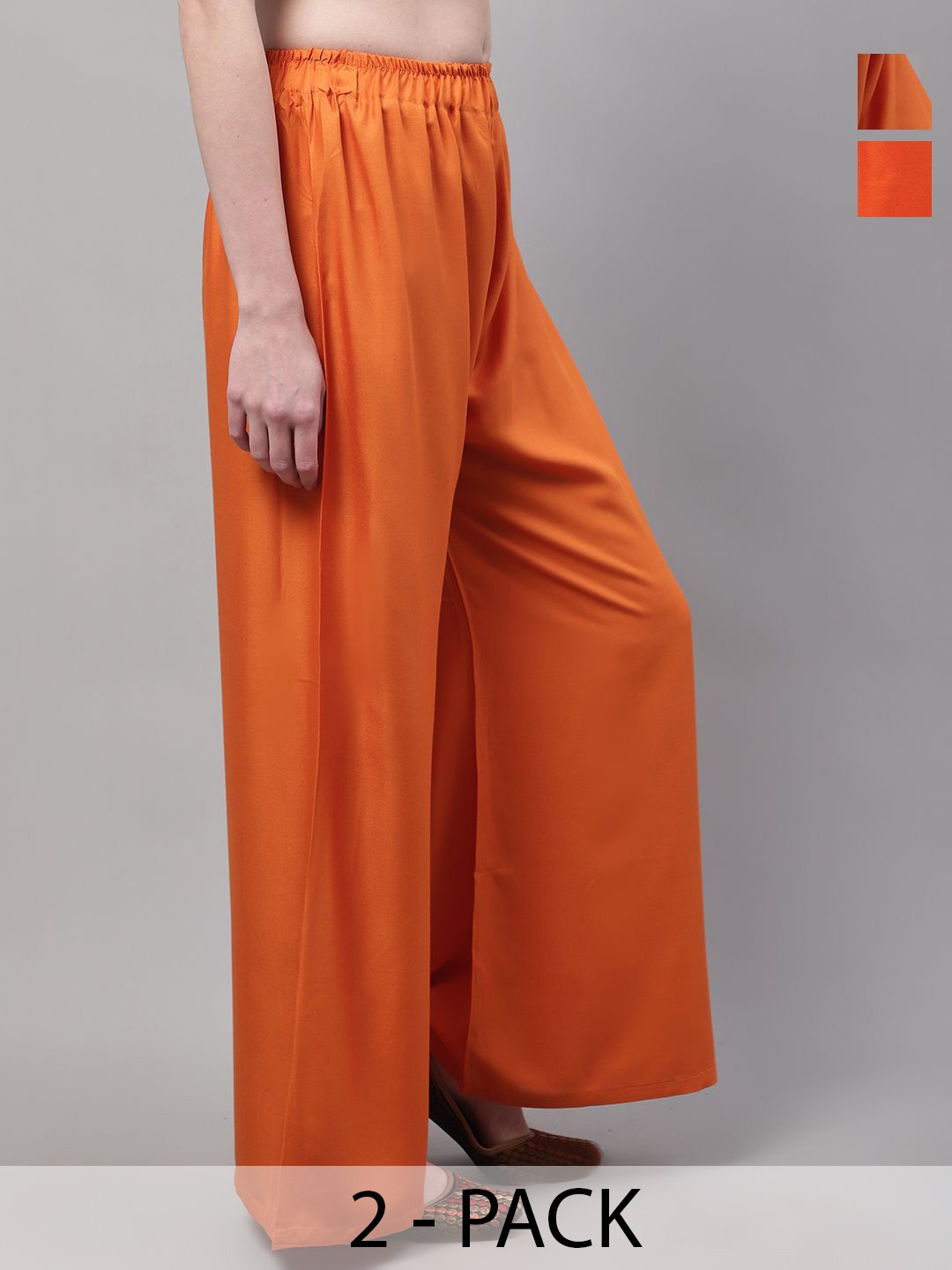 

Valles365 by S.C. Women Pack Of 2 Flared Ethnic Palazzos, Orange