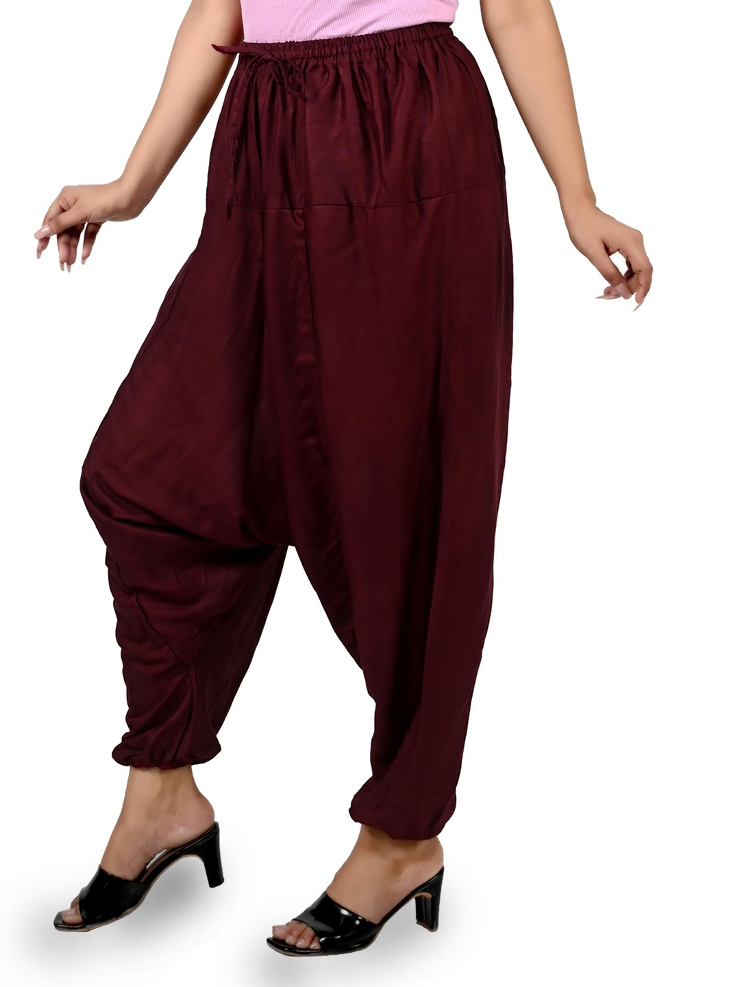 

NarNari Pack Of 2 High Rise Loose Fit Harem Pants, Maroon