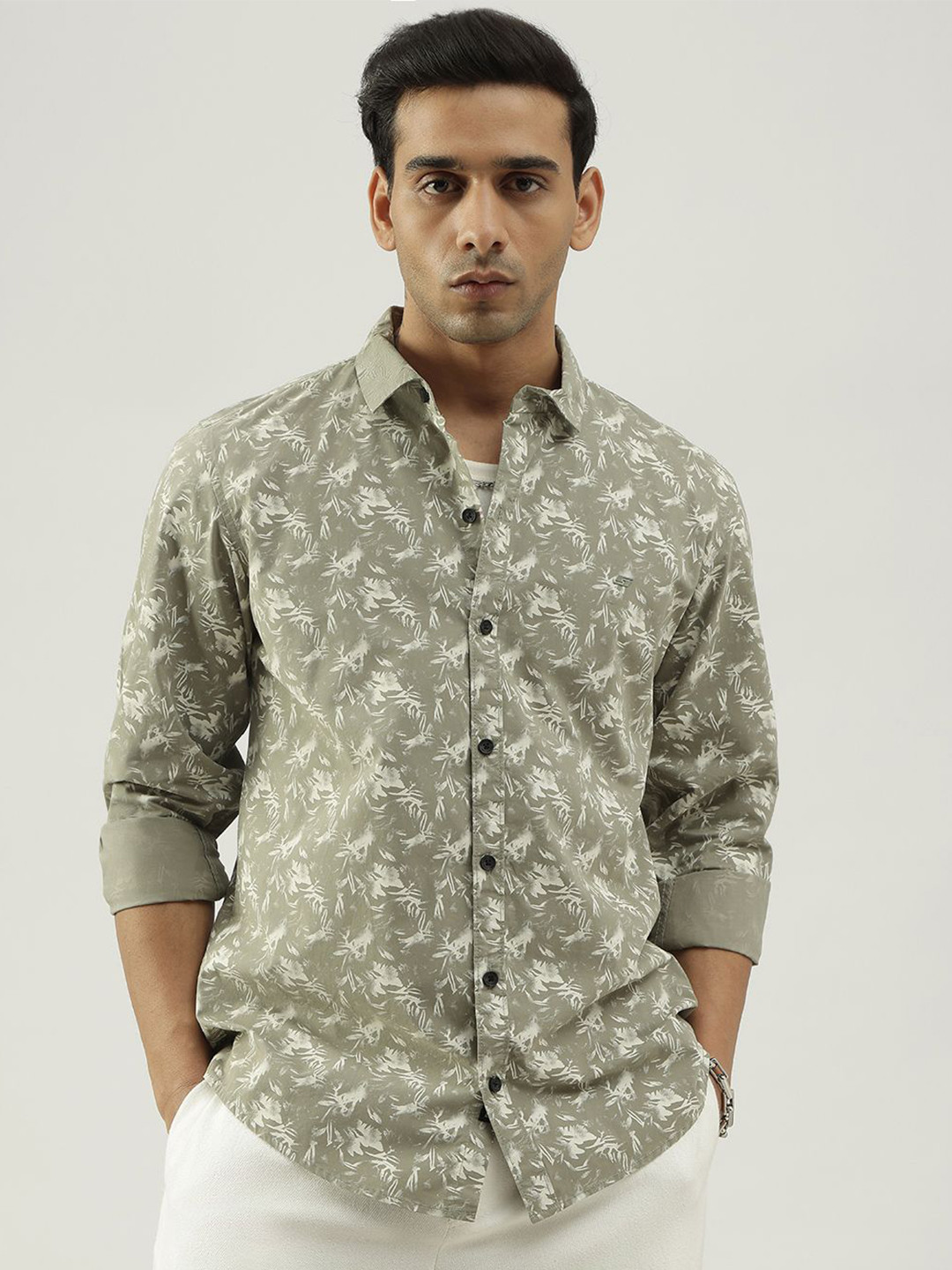 

Code 61 Men Standard Slim Fit Opaque Printed Casual Shirt, Lime green