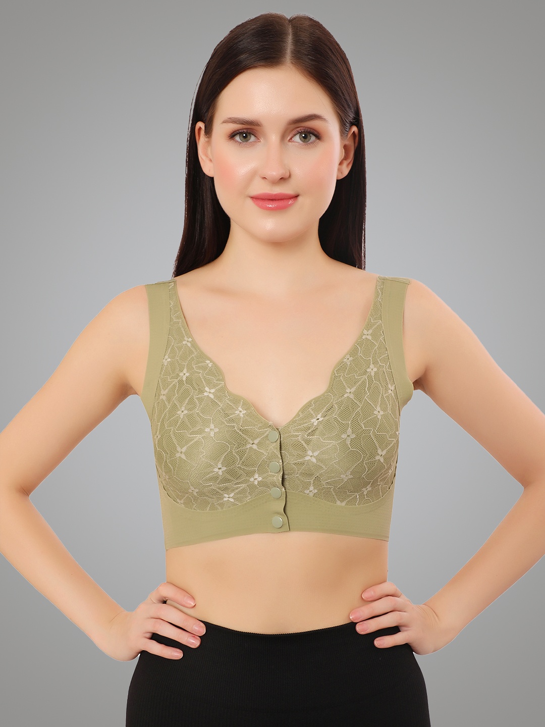 

Bella Voste Floral Bra Full Coverage, Green