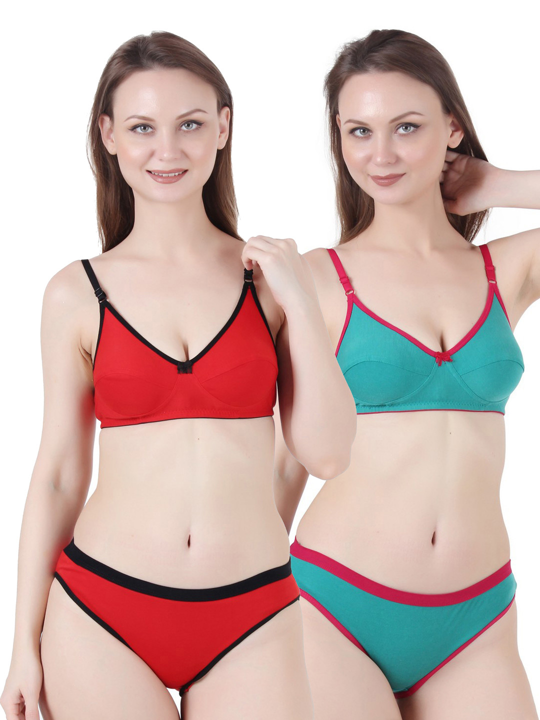 

chia fashions Pack Of 2 Non-Padded Lingerie Set, Red