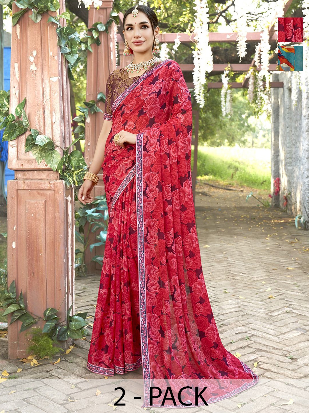 

Anouk Rustic Floral Printed Saree, Blue