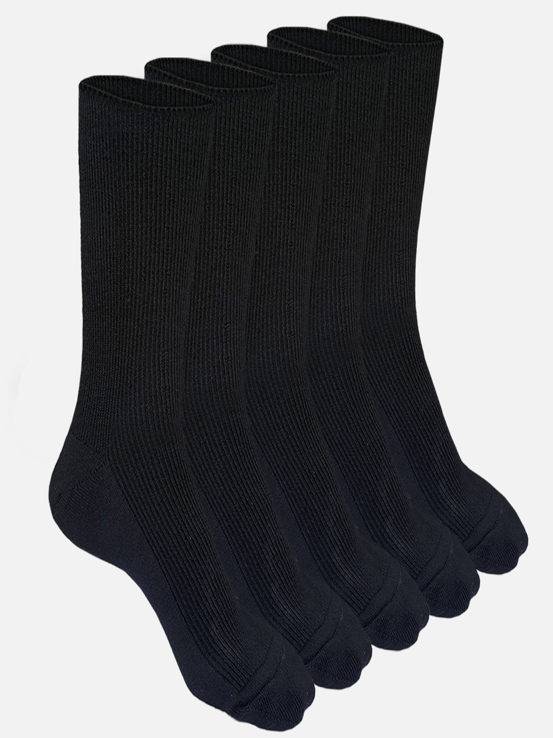 

HEELIUM 5-Pcs Crew Length Woolen Socks For Men & Women, Black