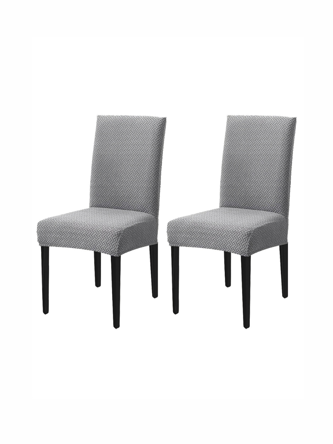 

HOUSE OF QUIRK 2-Pcs Textured Washable ChairCover, Grey
