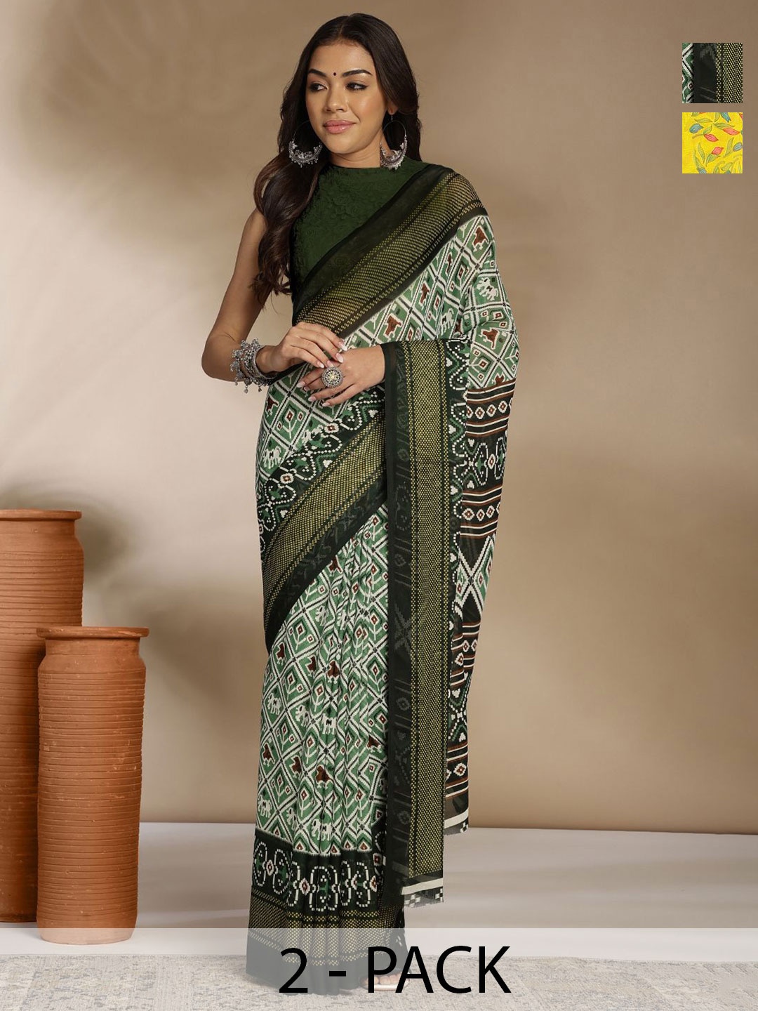 

Anouk Rustic Pack Of 2 Printed Saree, Yellow
