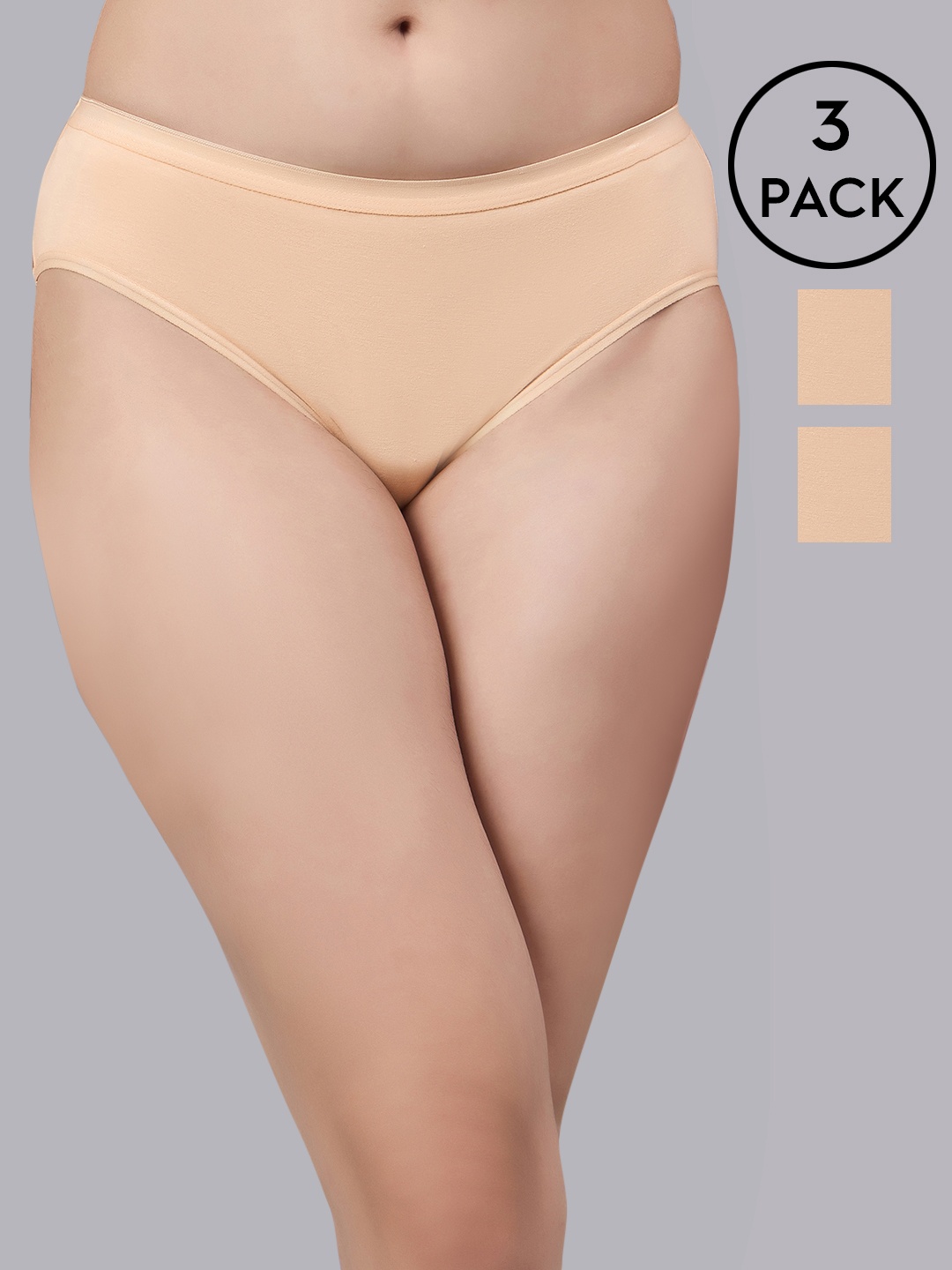 

Simoh Pack Of 3 Mid Rise Basic Briefs MB2113_Nude_Nude_Nude