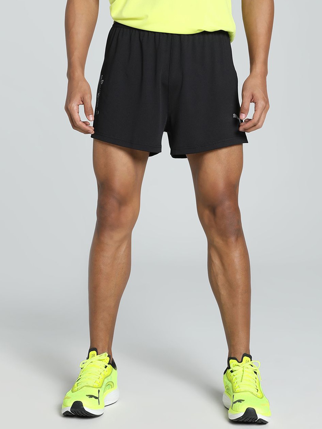 

Puma Men's Knit 3" Split Brand Logo Printed Running Shorts, Black