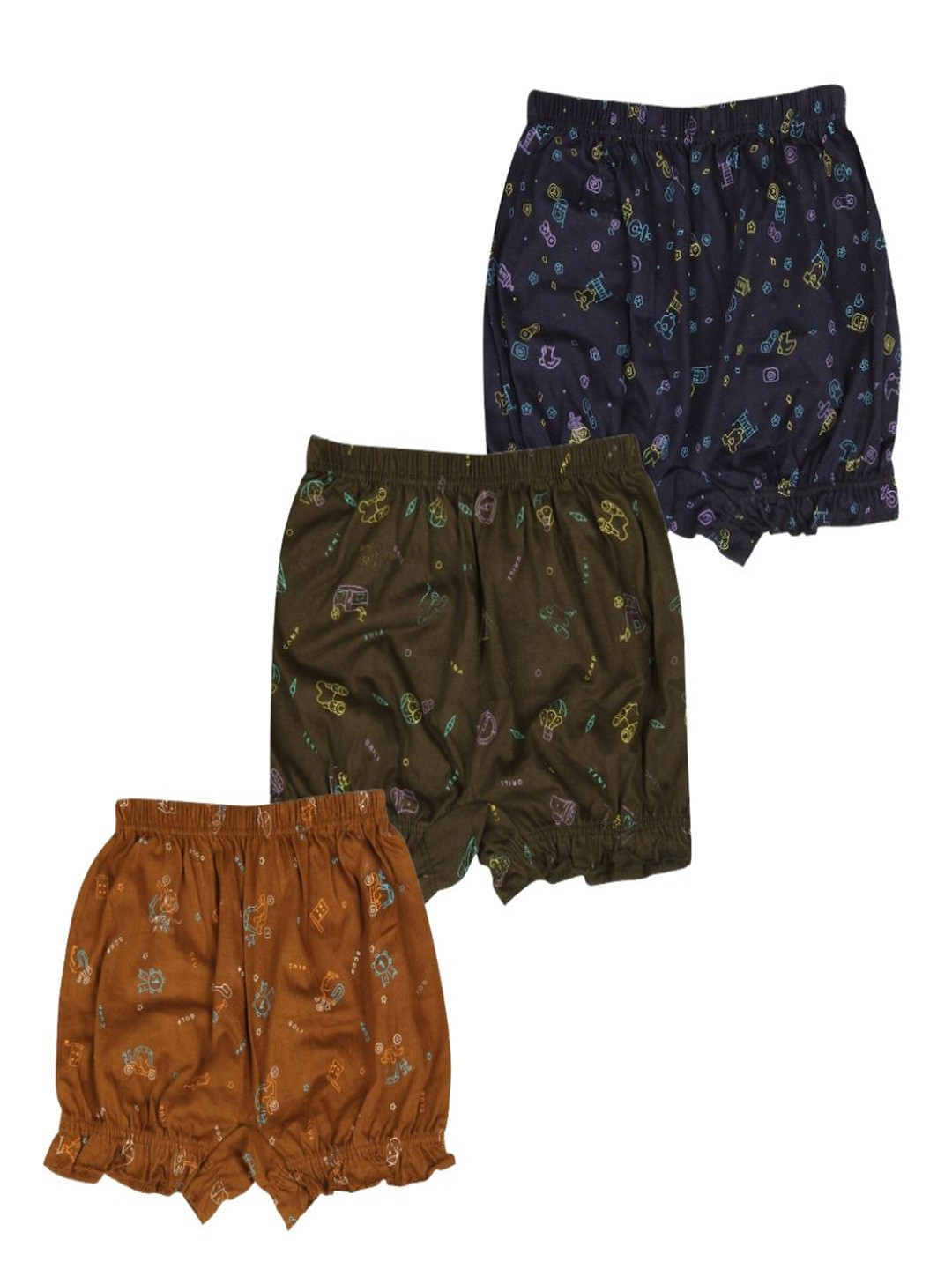 

YELLOWDELIGHT Women Pack Of 3 Printed Cotton Boy Short Briefs, Brown