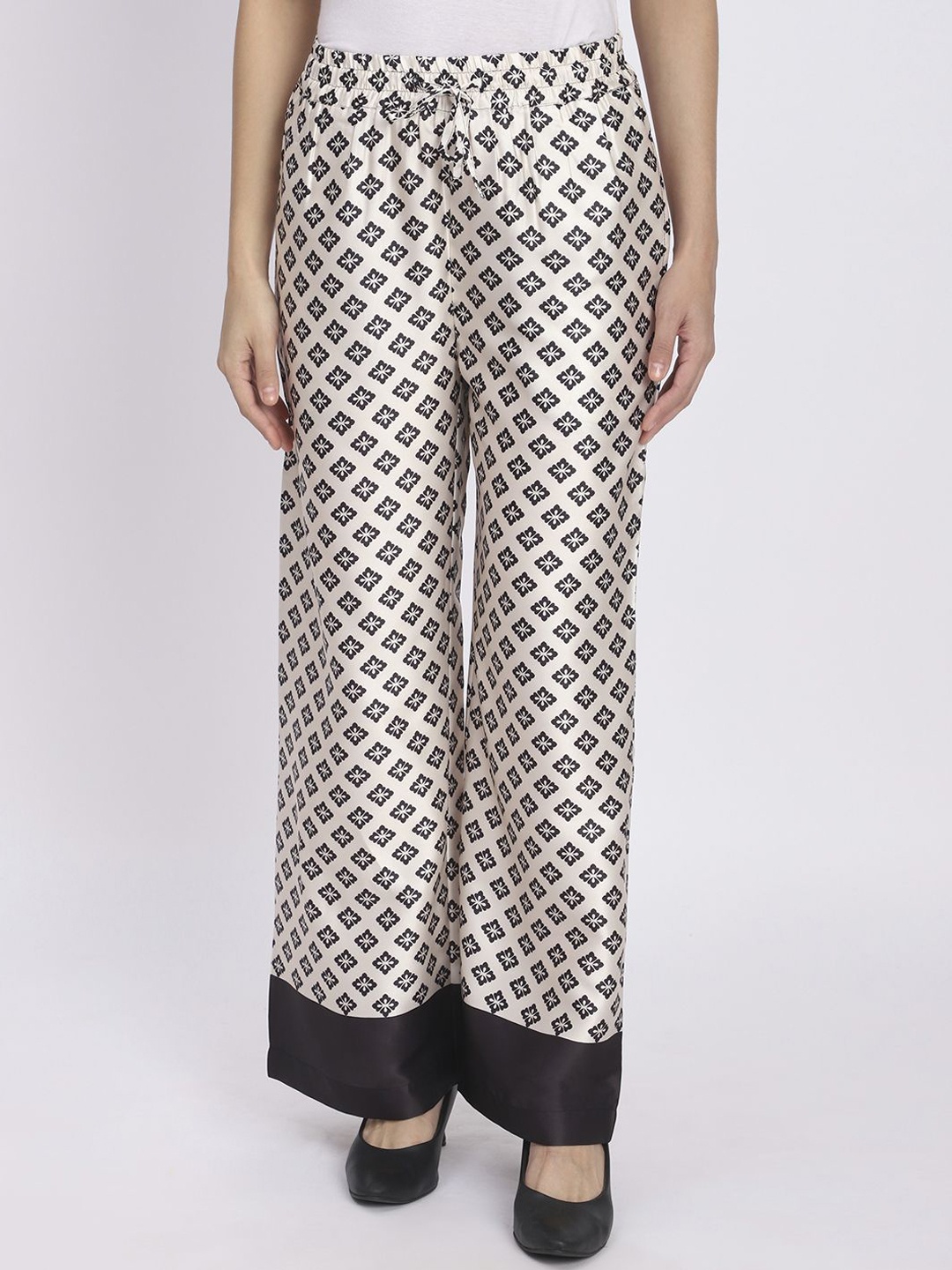 

R&B Women Printed Trousers, Off white