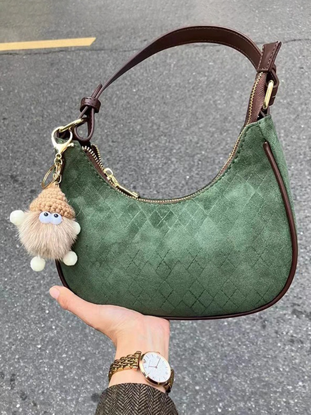 

StyleCast Women Solid Structured Hobo Bag, Green