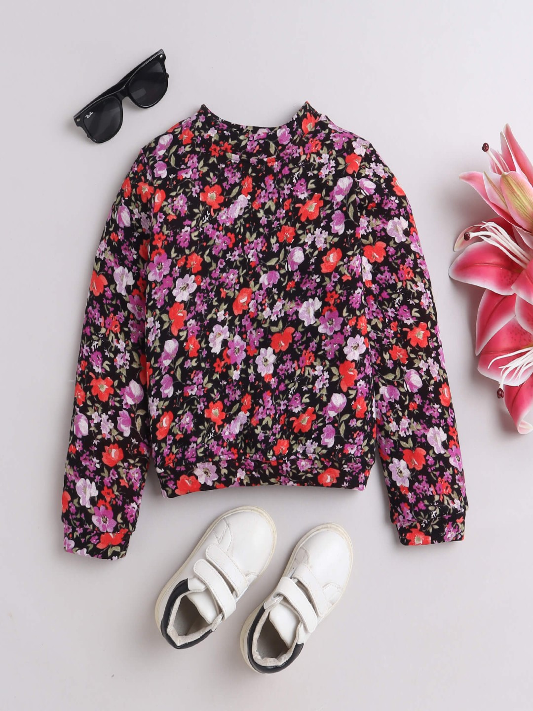 

taffykids Girls Printed Sweatshirt, Black