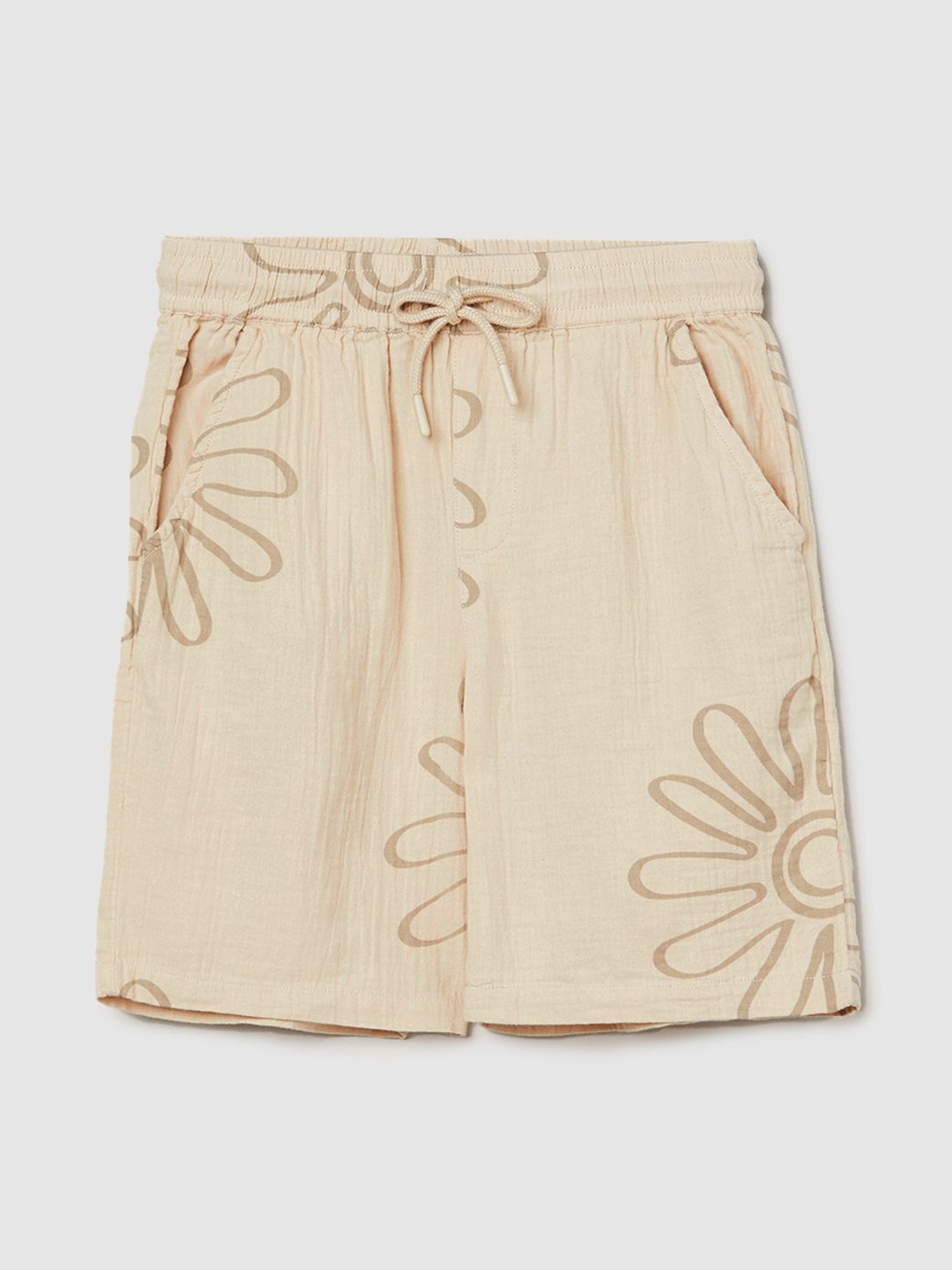 

max Boys Printed Cotton Shorts, Brown