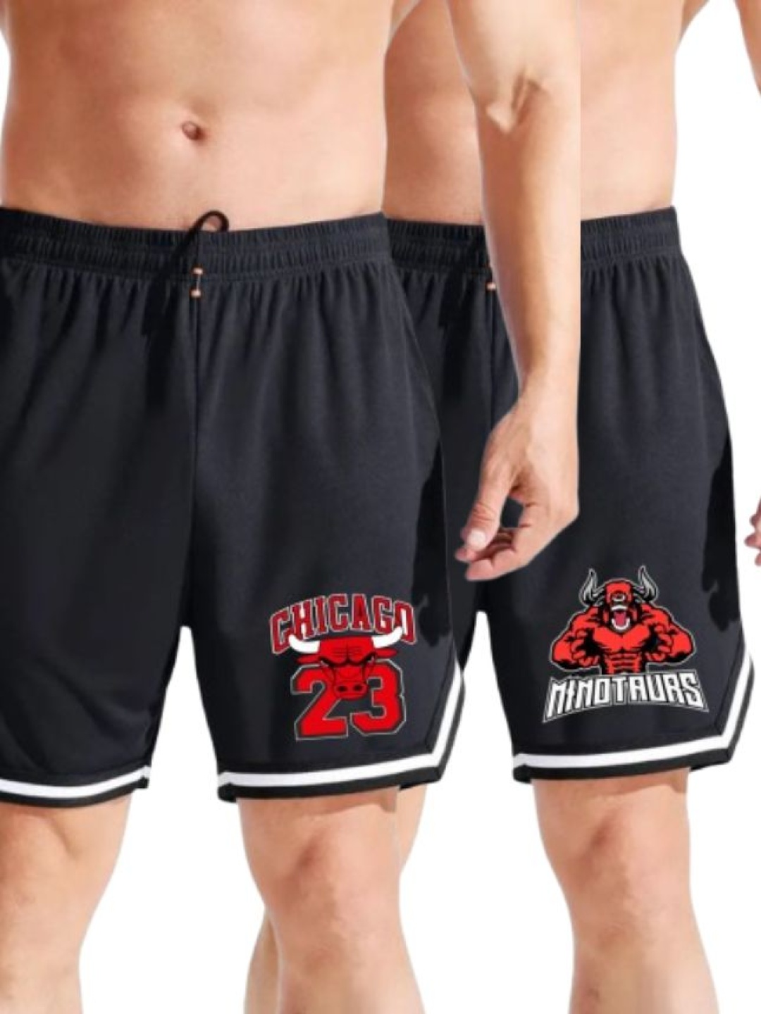 

MASCARI Men Pack of 2 Printed Dri-FIT Regular Fit High-Rise Shorts, Black