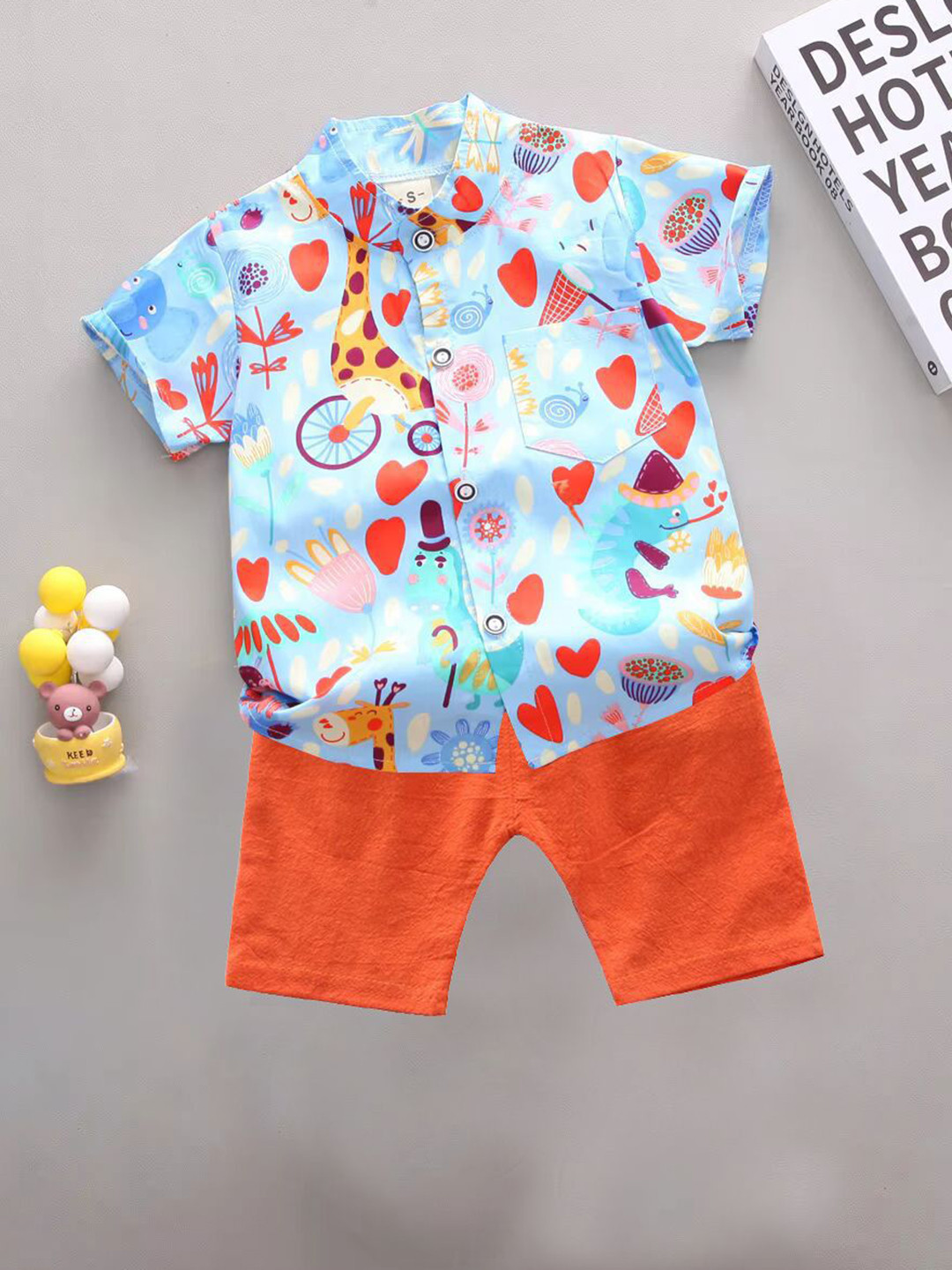 

DANGAR Kids Printed Short Sleeves Shirt With Shorts, Blue