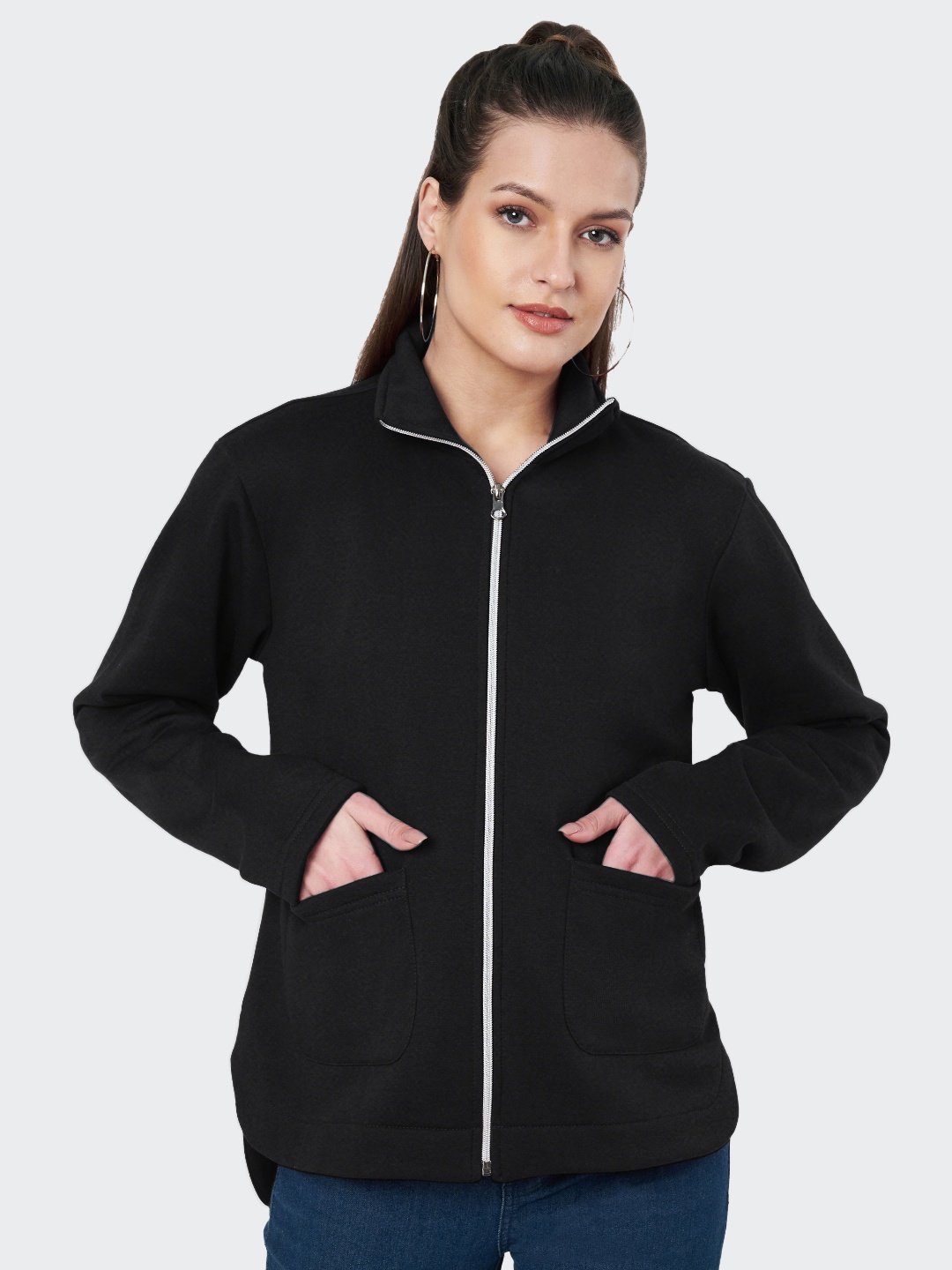 

BRINNS Women Fleece Open Front Jacket, Black