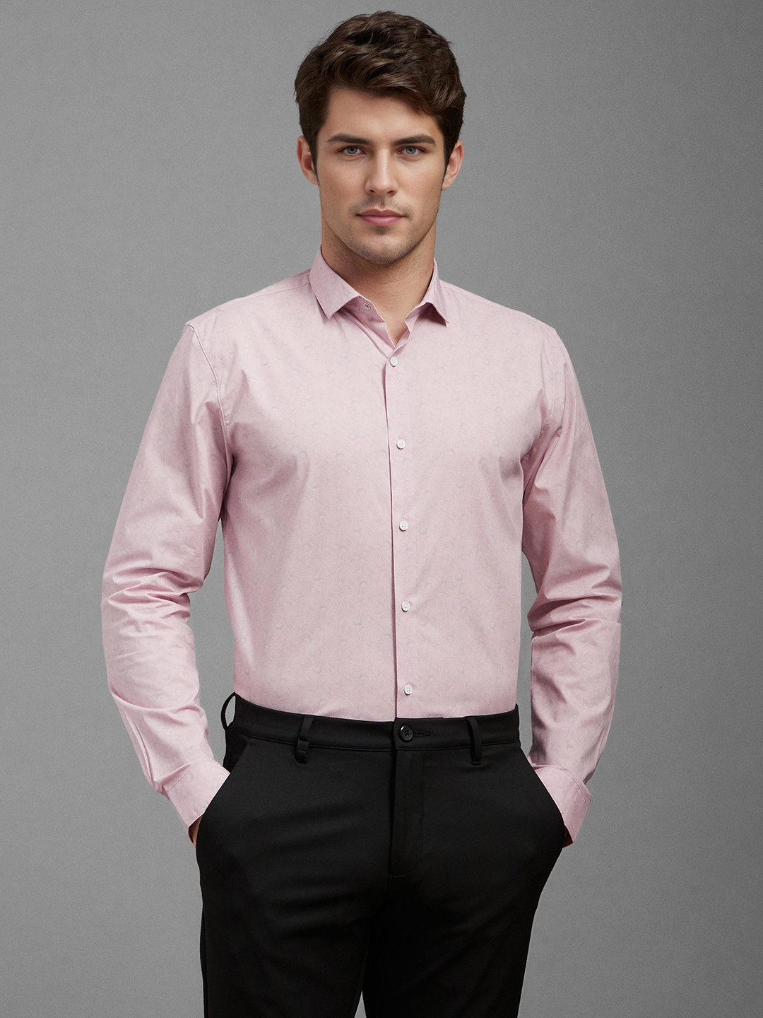 

Louis Philippe Sport Men Super Slim Fit Opaque Printed Casual Shirt, Pink