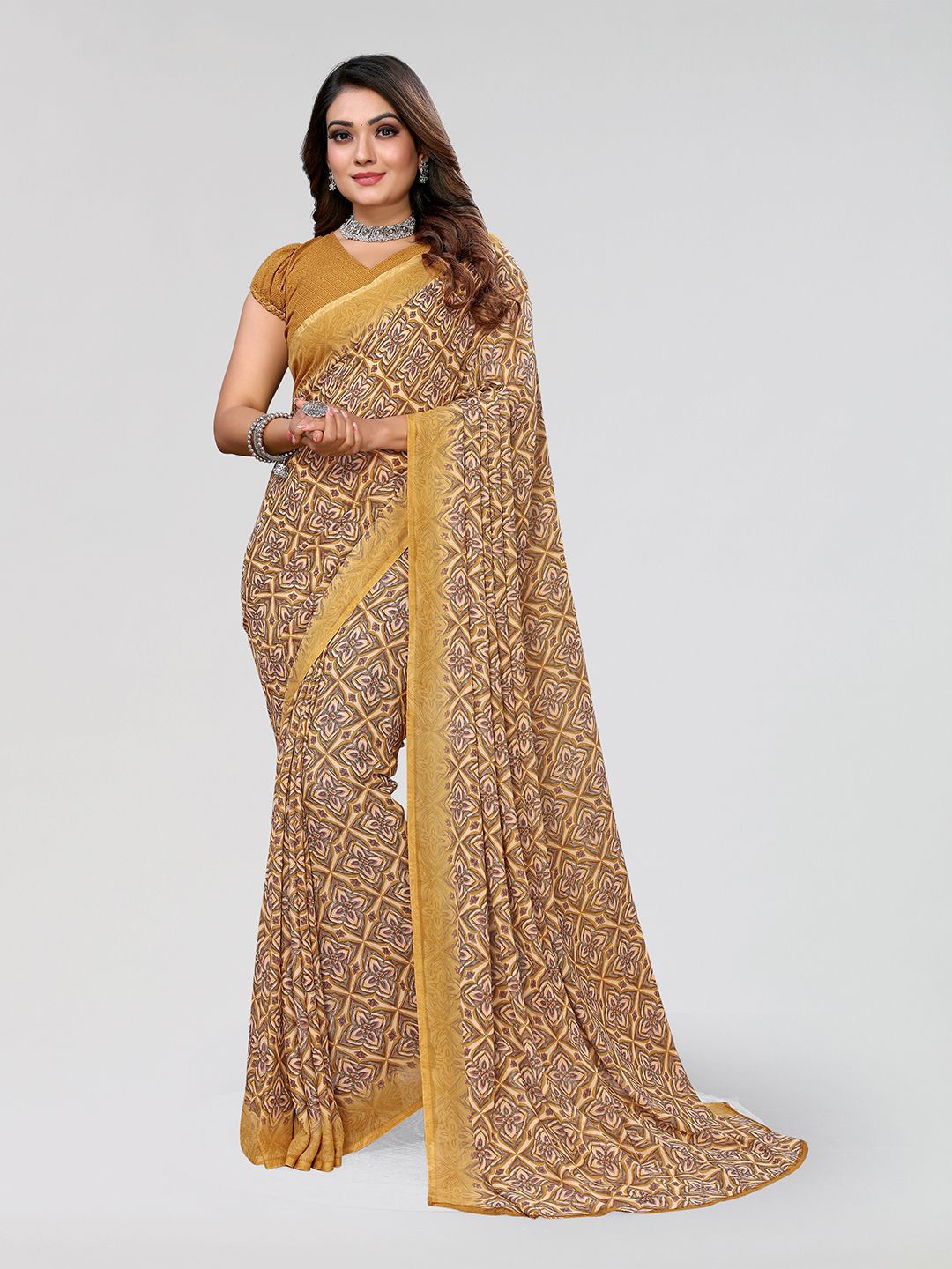 

Moda Rapido Ethnic Motifs Printed Saree, Yellow