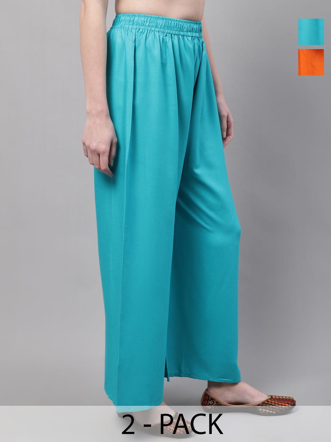 

Valles365 by S.C. Women Pack of 2 Flared Palazzos, Orange