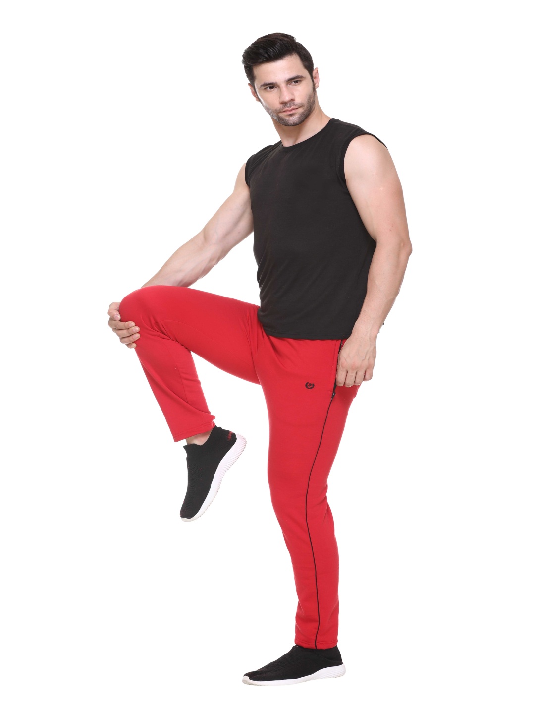 

Colors and Blends Men Cotton Mid Rise Track Pants, Red