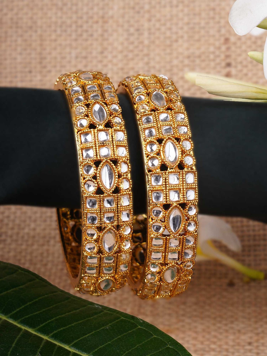 

Anouk Set Of 2 Gold-Plated Kundan-Studded Bangles