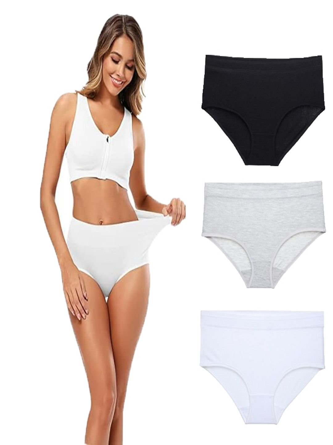 

YOU FOREVER Women Pack Of 3 High-Rise Hipster Briefs, Black