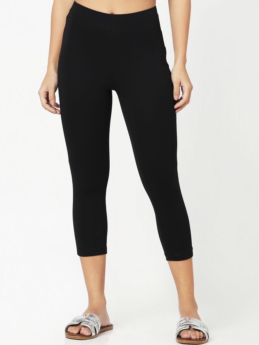 

R&B Women Three Fourth Length Leggings, Black