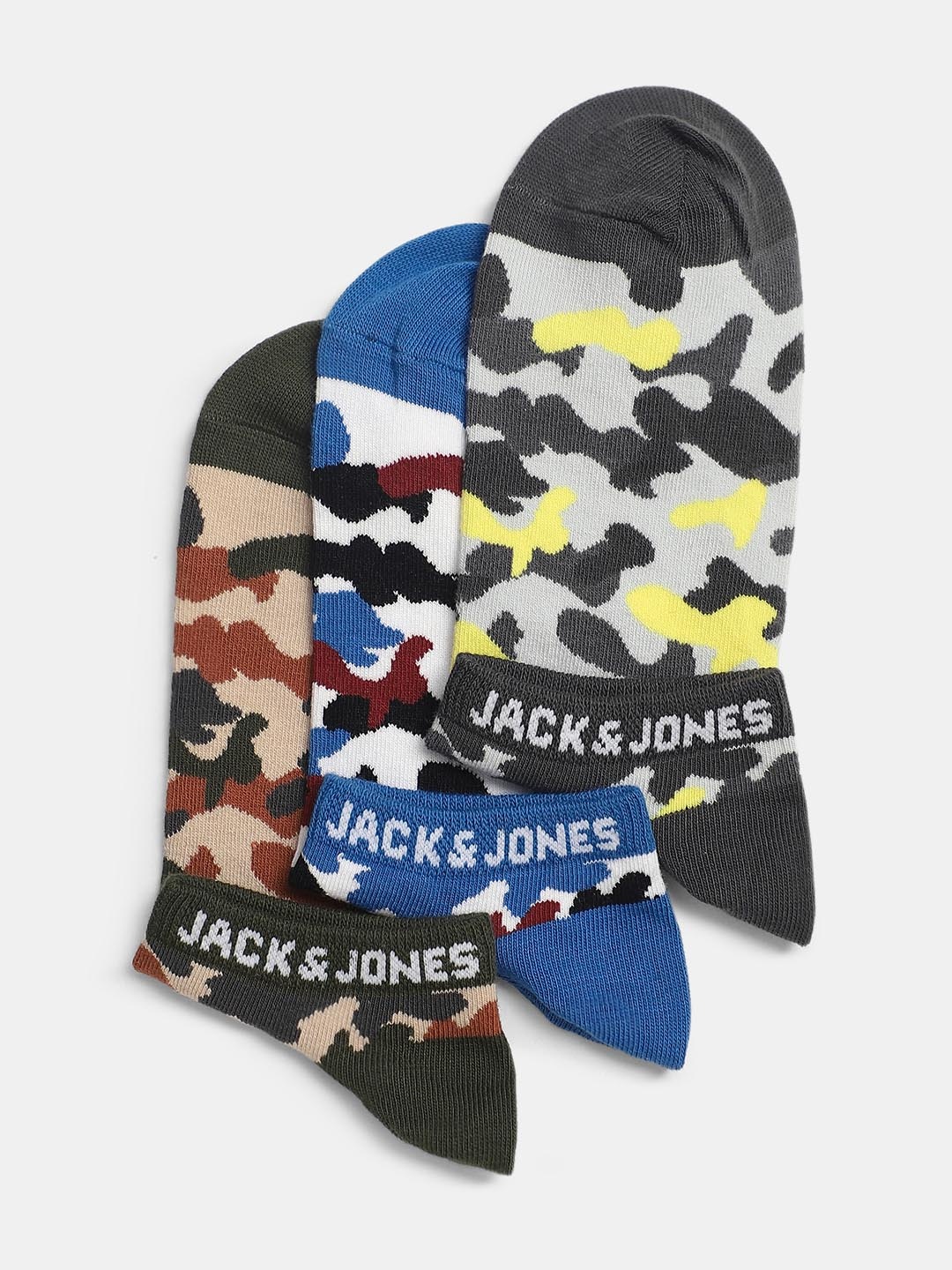 

Jack & Jones Men Pack Of 3 Patterned Ankle Length Socks, Grey