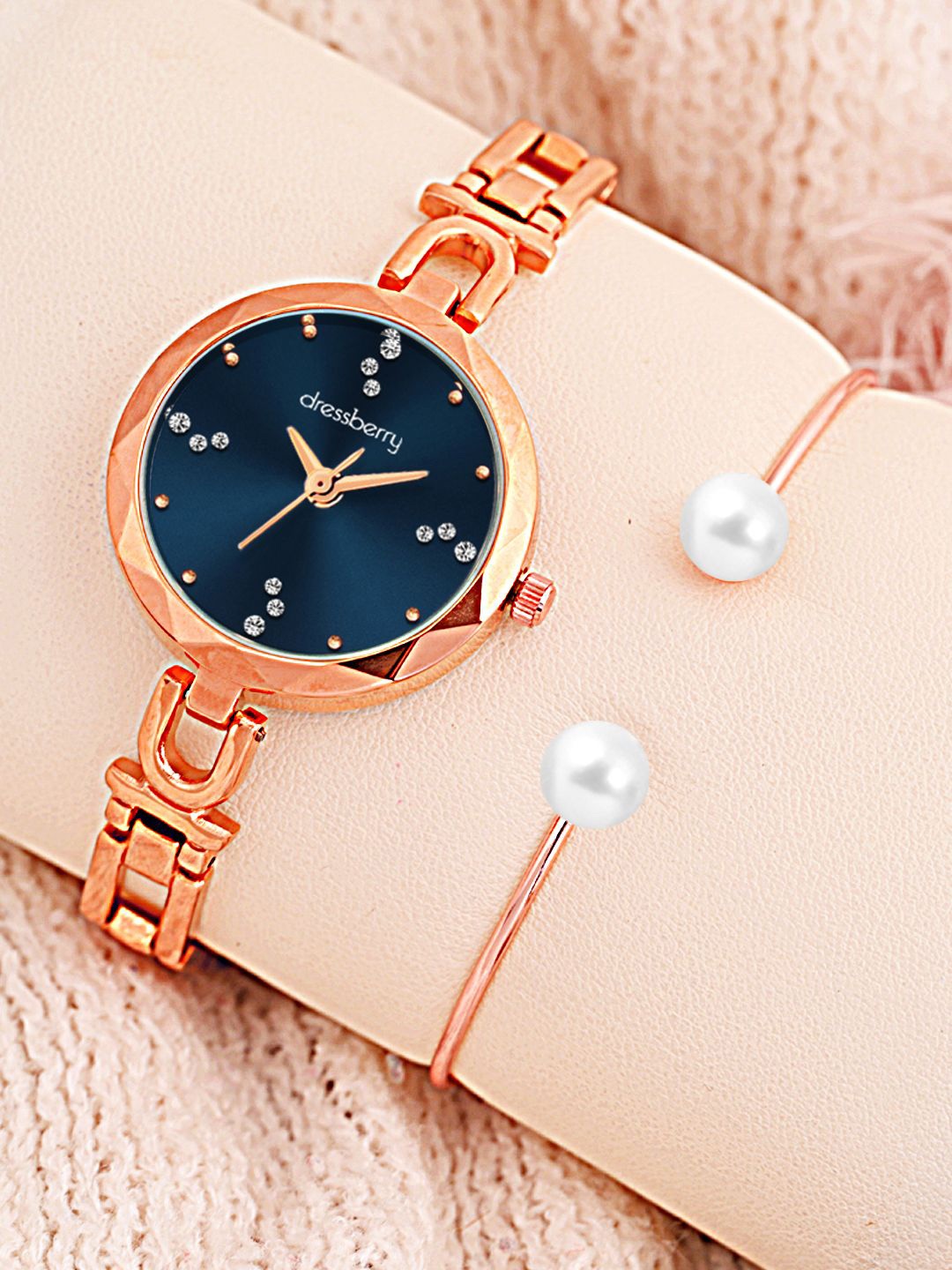 

DressBerry Women Watch Gift Set DBWJ25 Set-09, Rose gold