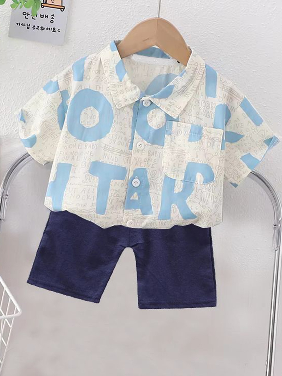 

DANGAR Kids Printed Short Sleeves Shirt With Shorts, Blue