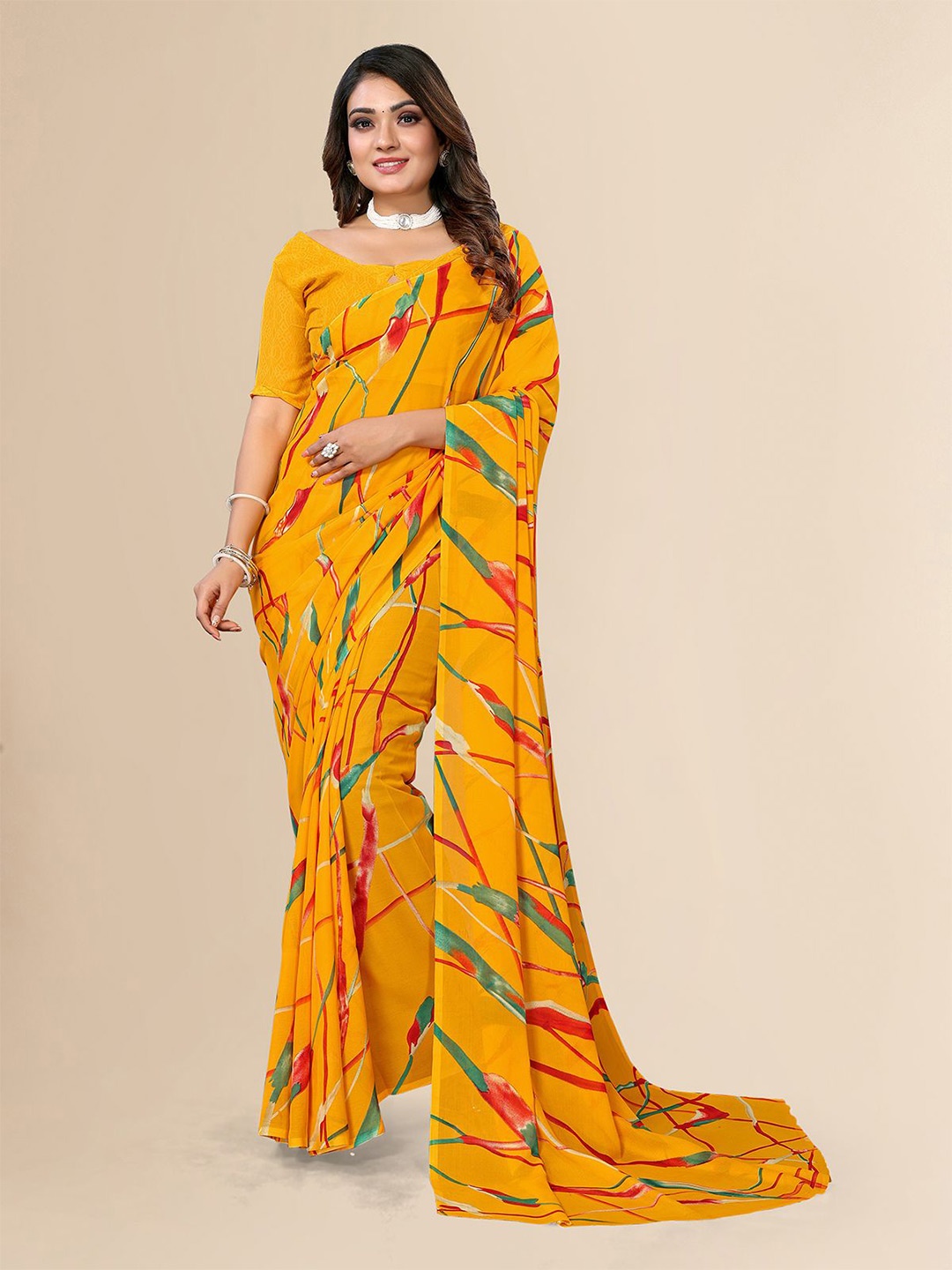 

Moda Rapido Ethnic Motifs Saree, Yellow